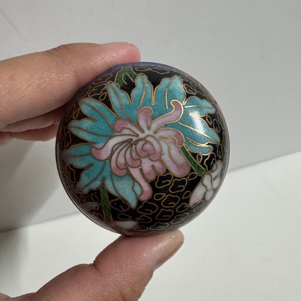 Vintage Cloisonné enamel tricket lid jar